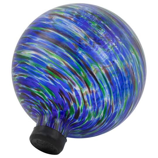 10" Blue & Green Swirl Pattern Outdoor Garden Gazing Ball